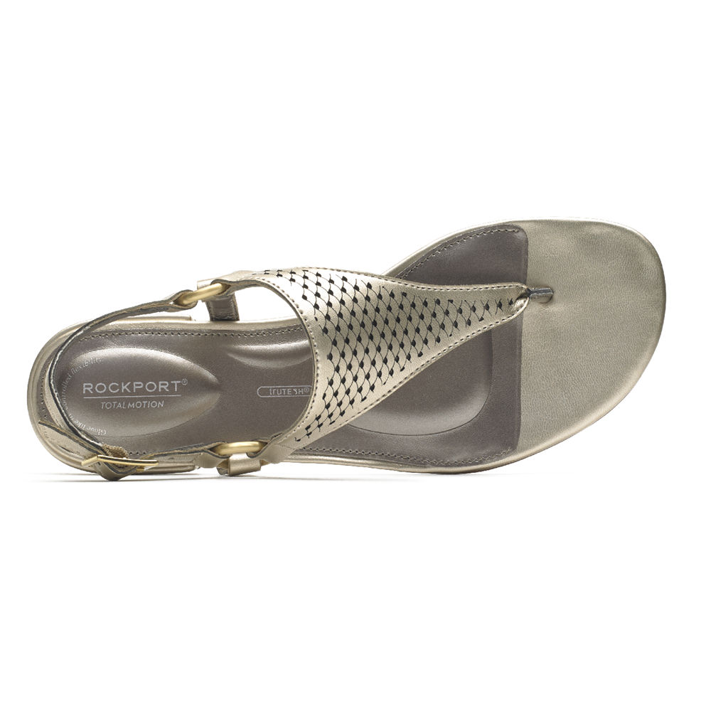 Rockport Womens Sandals Gold - Total Motion Zosia Thong - UK 968-YHIAJX